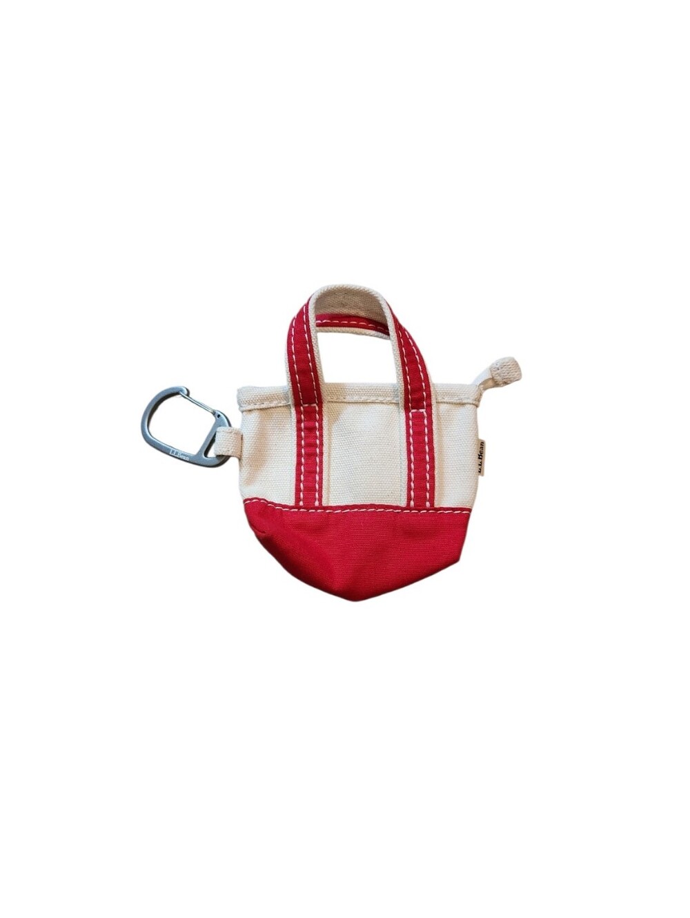 L.L. Bean Micro Boat And Tote Red and Cream Canvas Keychain